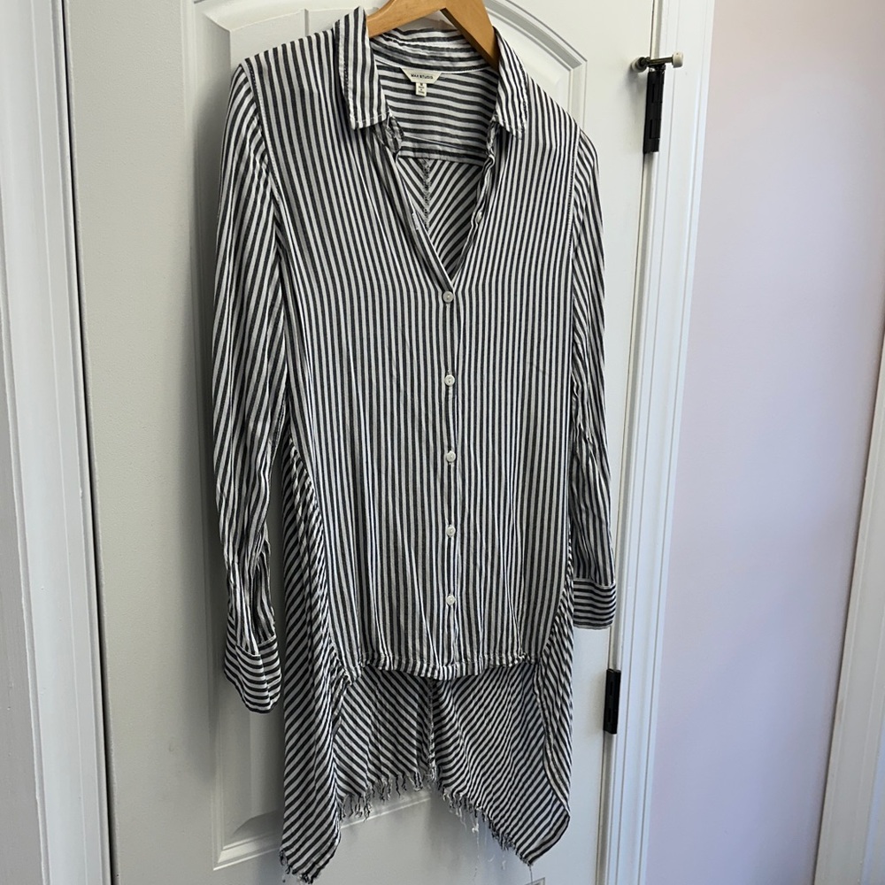 Max Studio Black and White Striped Shirt
